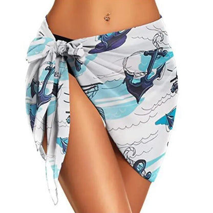 Women's Summer Sheer Sarong Cover-Up - Solid Chiffon Bikini Wrap Beach Skirt