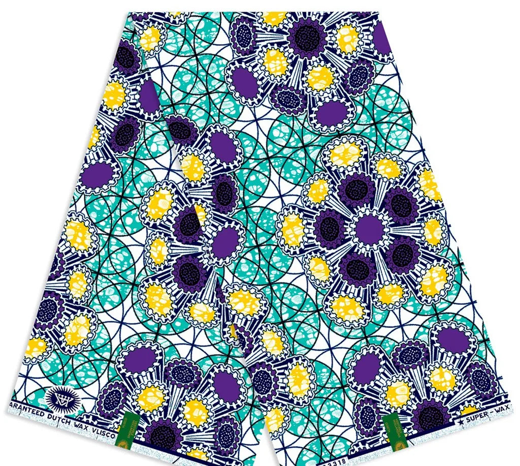 Original African Wax Print Fabric - 6 Yards Soft 100% Cotton Nigerian Ankara Pagne Batik Material