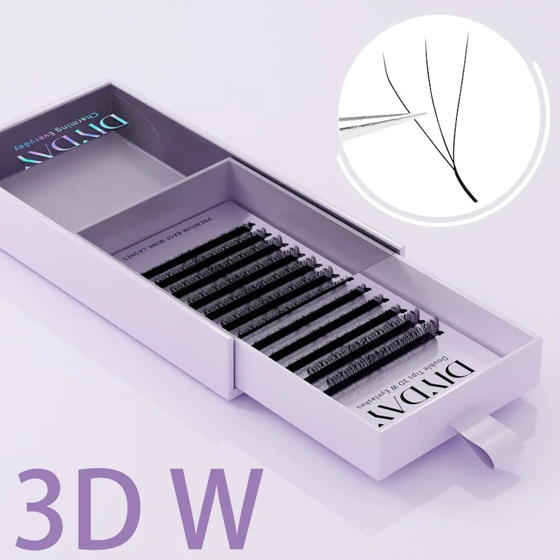 DIYDAY W Shape Eyelash Extensions - 3D-8D Blooming Volume Premade Fan Lashes for Natural Soft Eye Makeup Look