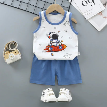 Kids Summer Vest & Shorts Set - Cotton Sleeveless T-Shirt Outfit for Boys & Girls