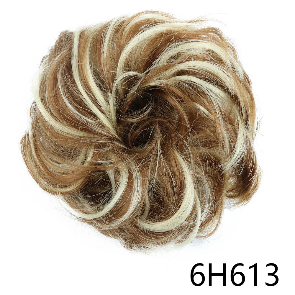Synthetic Wavy Hair Bun Wig – Elastic Rubber Scrunchie Curly Ponytail Hair Extension for Ladies
