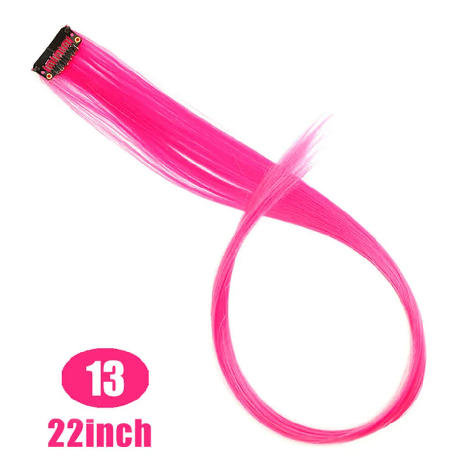 HUAYA 18" Synthetic Clip-In Colorful Curly Hair Extension – Ombre Pink Purple Red Blue Hair Piece