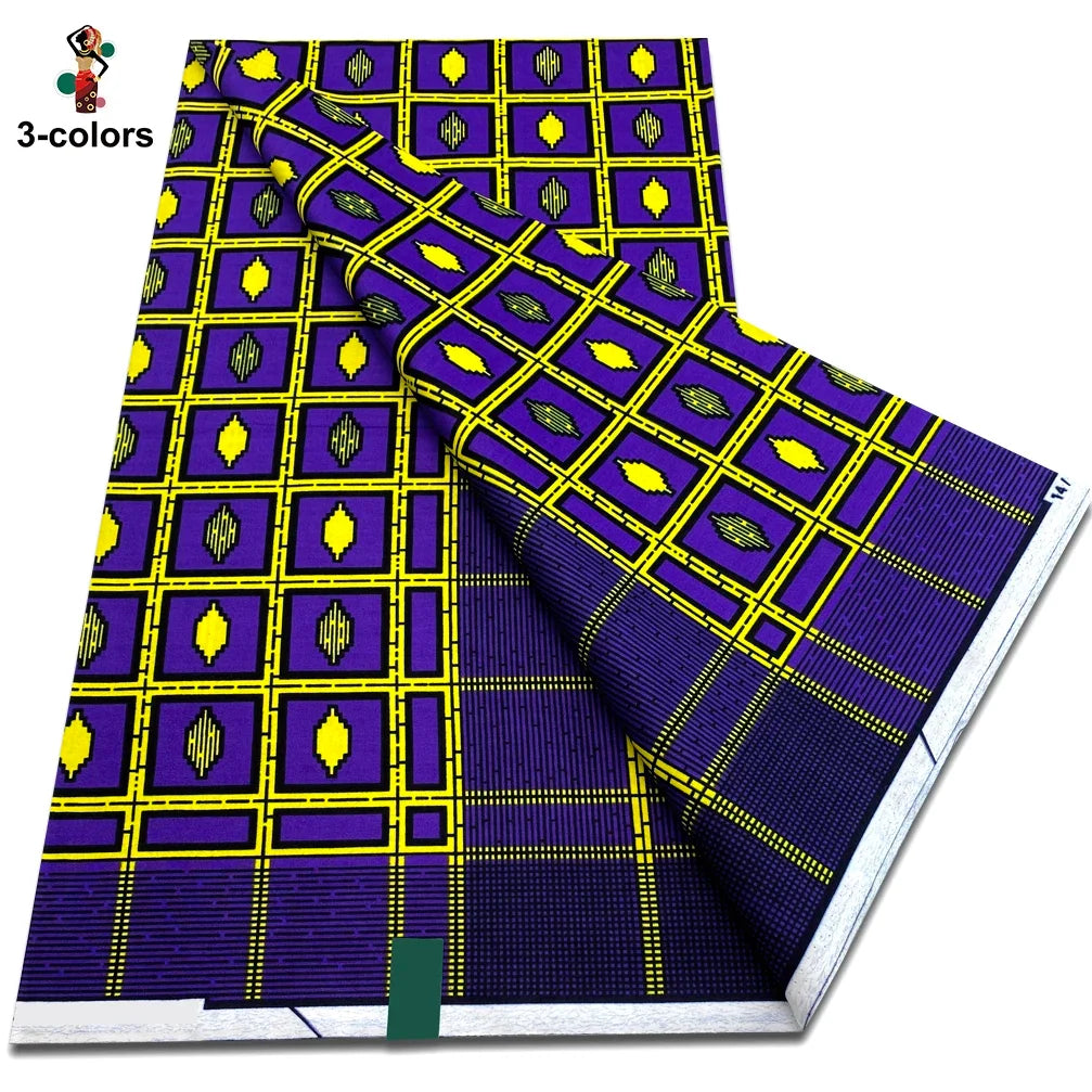 African Real Wax Print Fabric - 100% Cotton Soft Ankara Pagne Material for Dresses