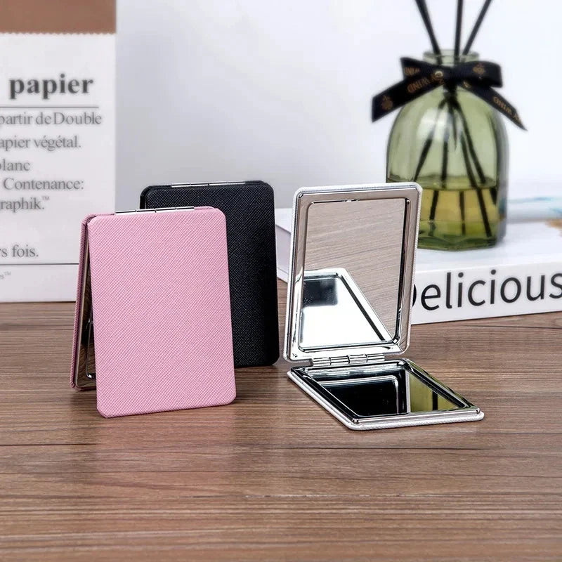 Mini Folding Pocket Makeup Mirror - Portable Travel Vanity Compact Mirror for Handbag & Daily Beauty
