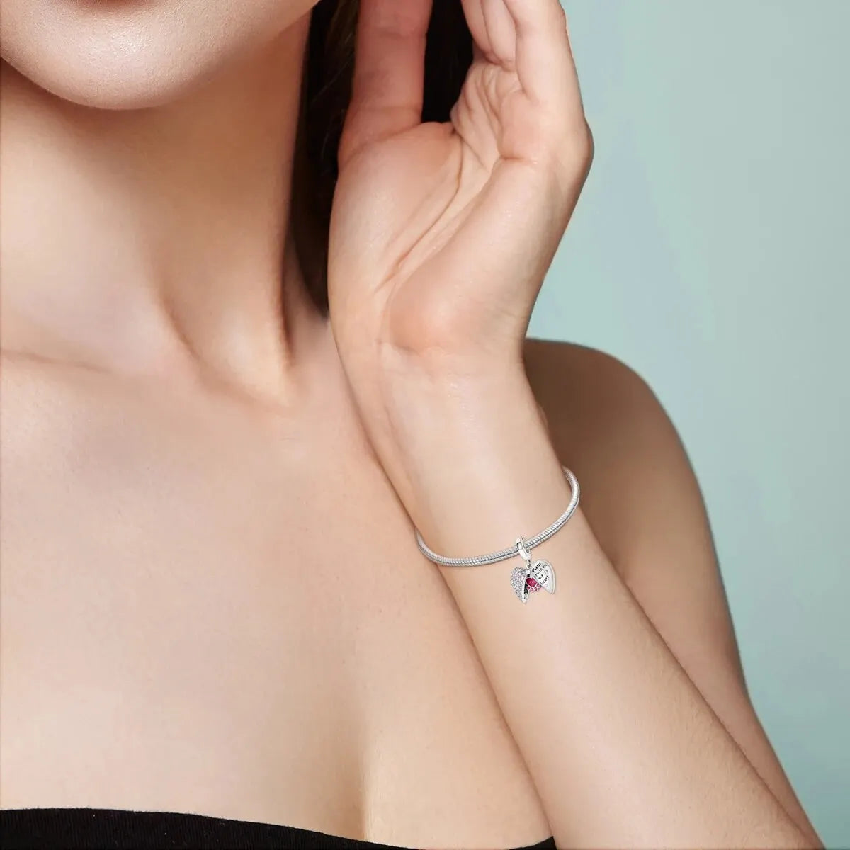 MULA Silver-Plated Sunflower & Four-Leaf Clover Dangle Charms - DIY 3MM Snake Chain Bracelet