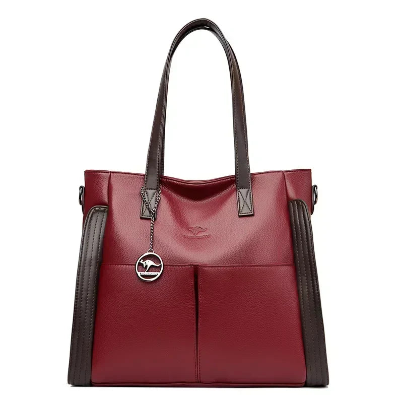 Luxury Women’s Leather Casual Tote Bag – High Quality Large Shoulder & Crossbody Handbag