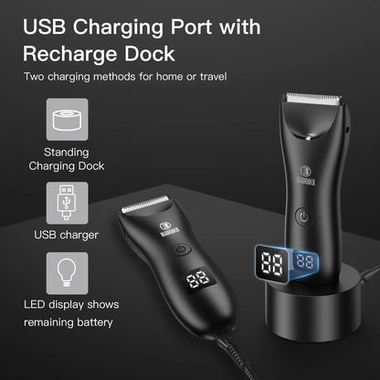 Professional Groin & Body Hair Trimmer – Rechargeable Ceramic Ball Shaver for Men, Body Grooming & Bikini Epilator