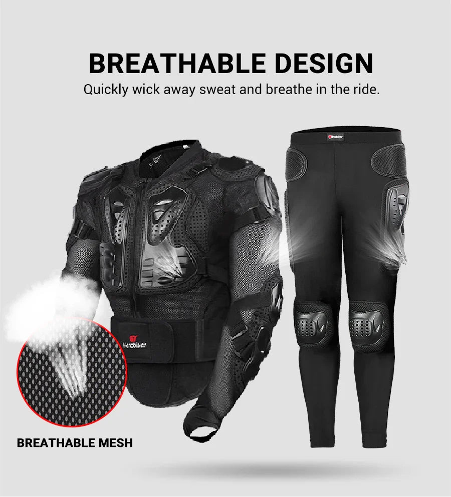 5XL Men's Motorcycle Jacket – Full Body Armor Protection for Motocross, Enduro Racing, Moto Gear & Protective Clothing