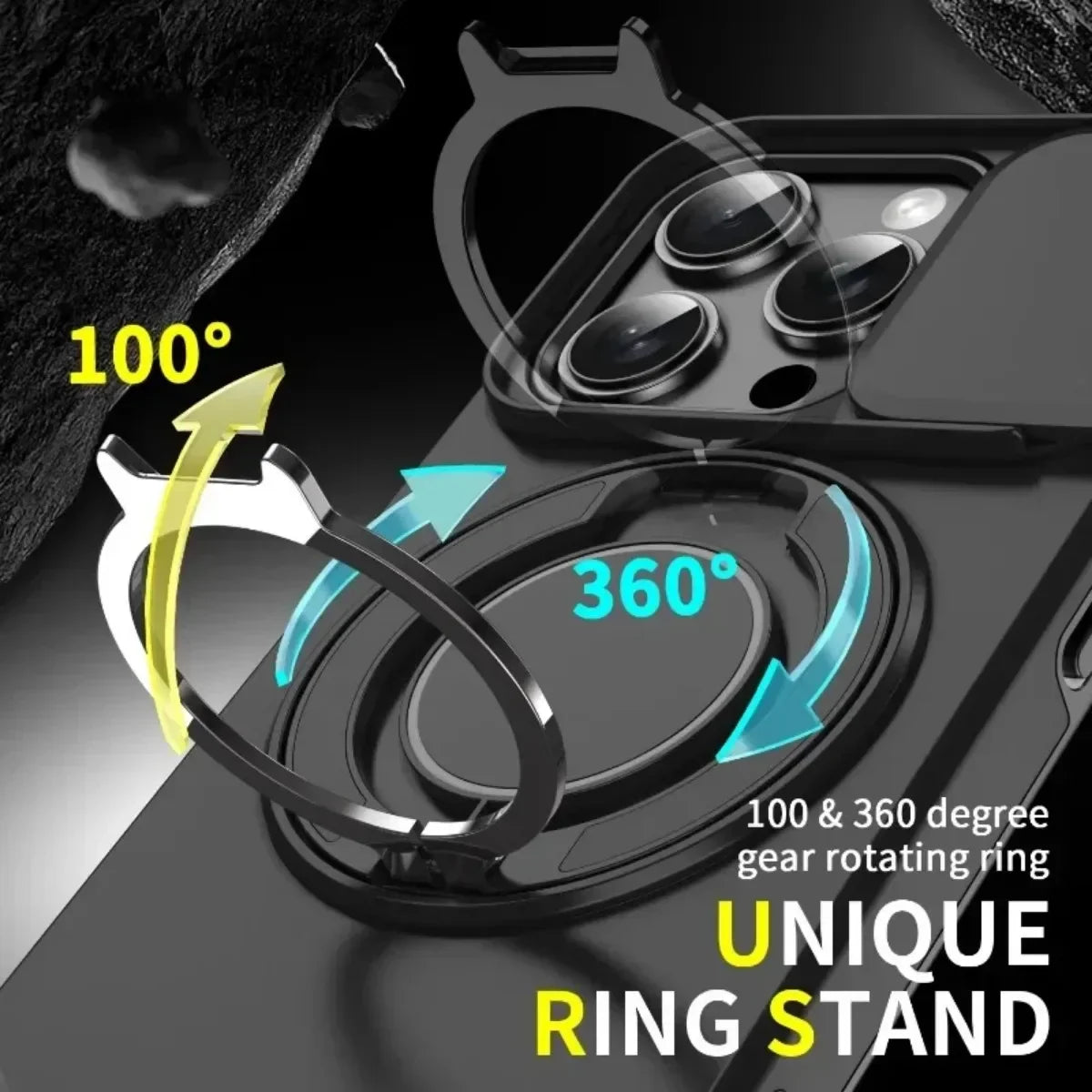 Armor Magnetic iPhone Case with Lanyard – Shockproof Slide Camera Protection for iPhone 11-16 Pro Max