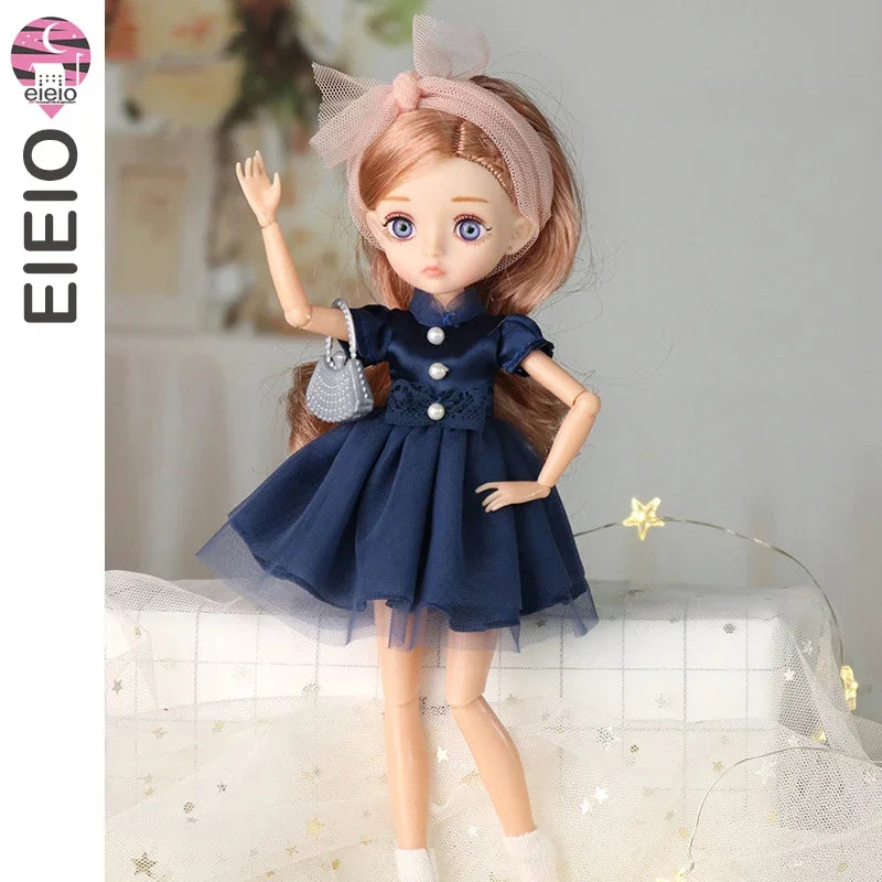 26cm BJD Doll for Girls – Purple Hair Fashion Princess with Big Eyes & Accessories Gift
