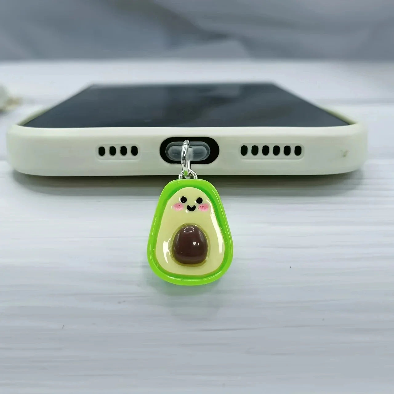 Fruit Phone Dust Plug Set - Cute Lemon, Grape, Cherry & Avocado Charging Port Protector Pendant for Girls