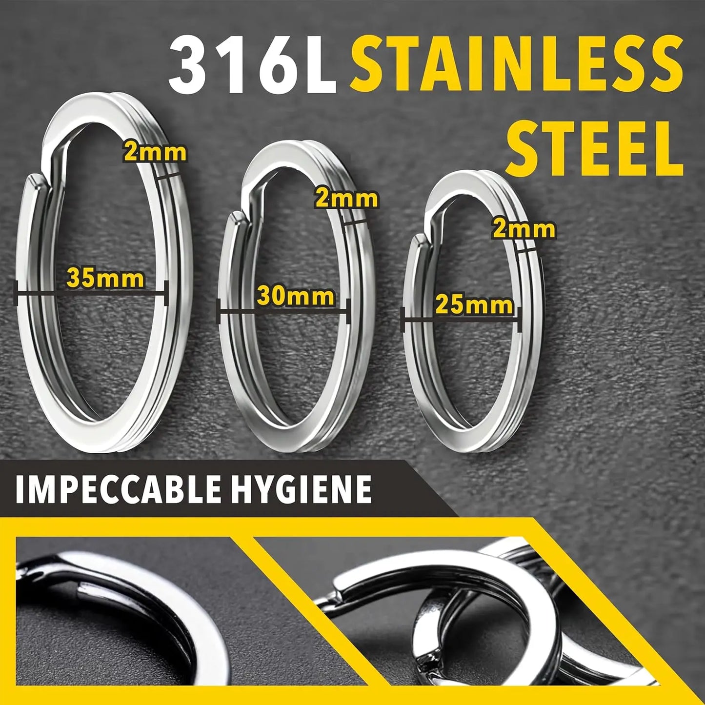 10/30PCS Stainless Steel Key Rings - Polished Silver Round Split Rings for DIY Jewelry Making & Keychain Crafts 25-35mm