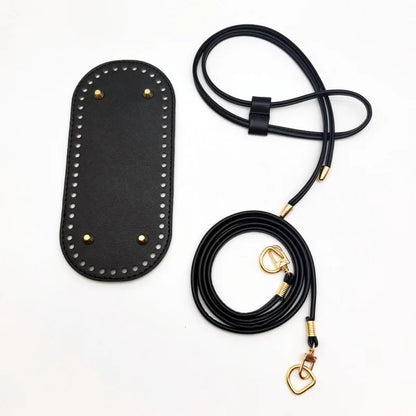 3PCS DIY Crochet Bag Accessories Set – Adjustable Strap, Drawstring Closure & Faux Leather Base for Handmade Handbags