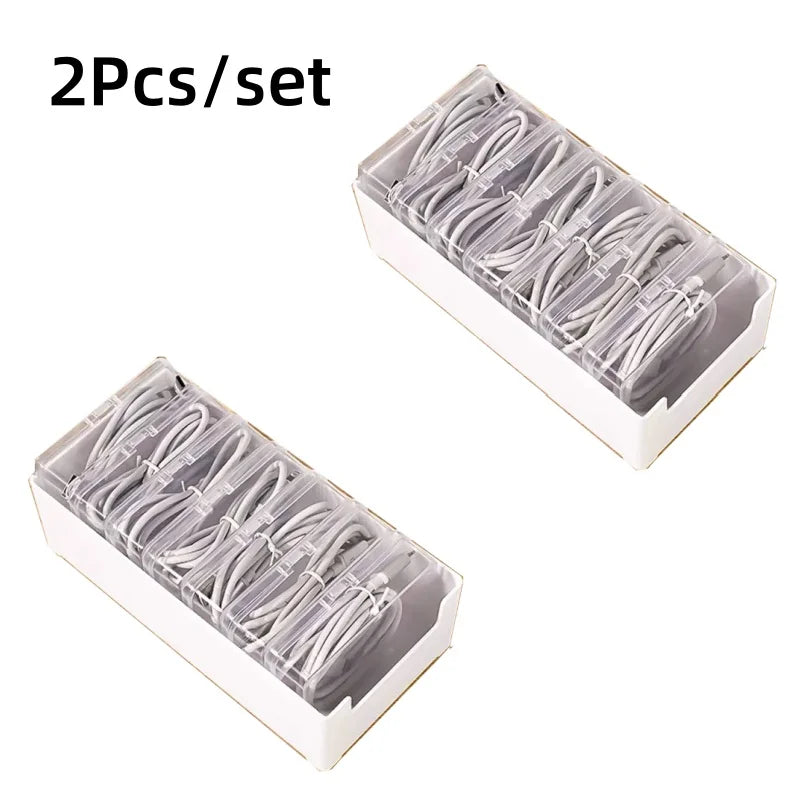 Cable Organizer Storage Box Set – Durable Plastic Cord, Charger & Device Management Organizer for Office & Home Use