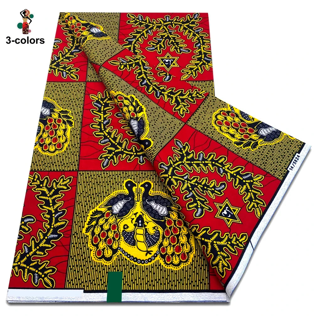 African Real Wax Print Fabric - 100% Cotton Soft Ankara Pagne Material for Dresses