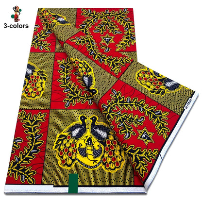 African Real Wax Print Fabric - 100% Cotton Soft Ankara Pagne Material for Dresses