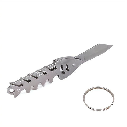 Fish Bone Knife Keychain - Foldable Stainless Steel Mini Box Cutter for Camping, Outdoor & Everyday Use