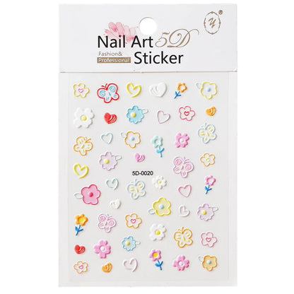 5D Macaron Nail Stickers - Embossed Flower, Fruit, Bear & Rabbit Charms for Summer DIY Manicure Decoration