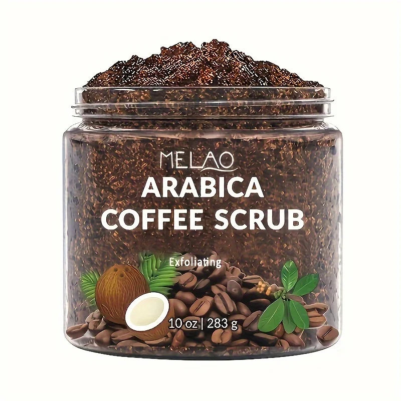 MELAO Arabica Coffee Scrub - Natural Exfoliating Body Scrub with Dead Sea Salt & Moisturizing Coffee Skin Care Formula