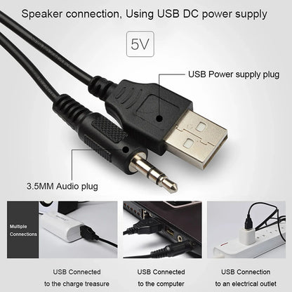 D-202 Wired Computer Speaker – Bass Stereo Subwoofer Sound Box for Desktop, Laptop, Notebook & Tablet
