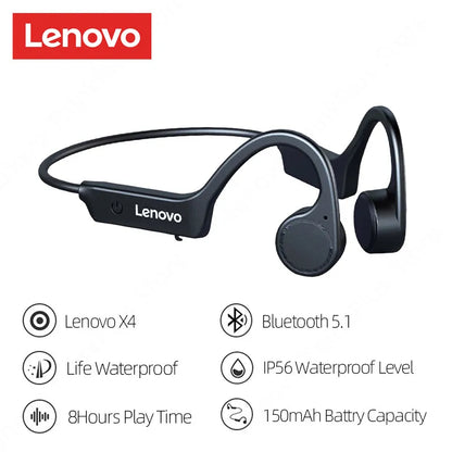 Lenovo X4 Bluetooth 5.1 Wireless Bone Conduction Earphones – HiFi Sound Quality, Low Latency Sport Headset