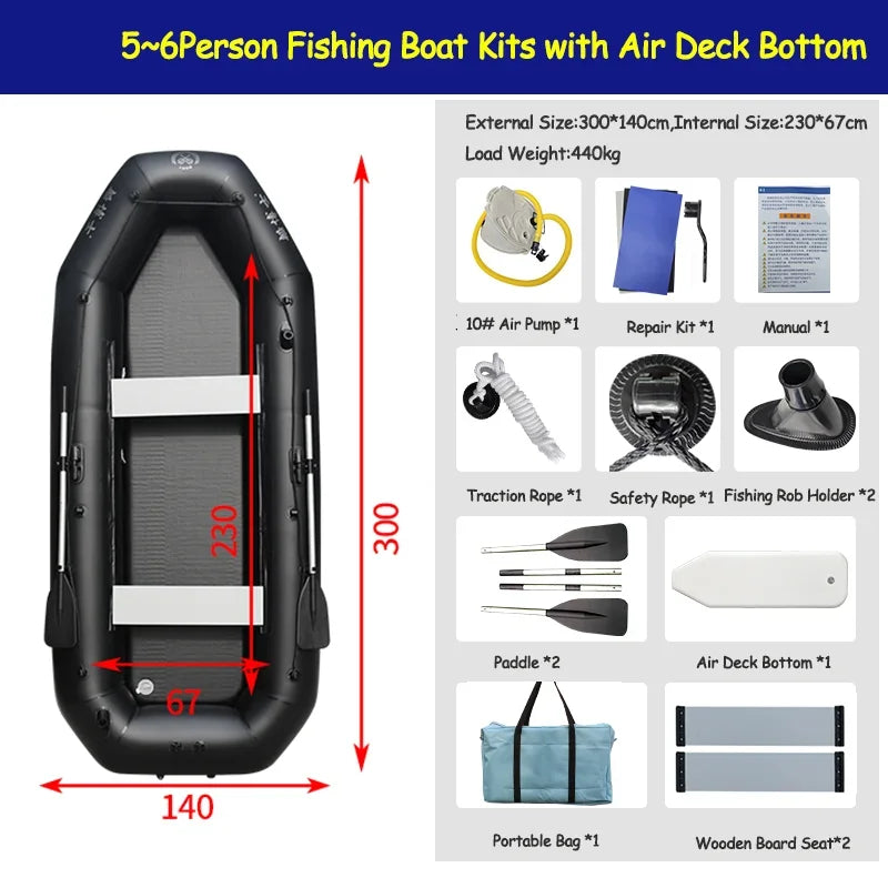 Professional Inflatable Dinghy Raft – Tear-Resistant Foldable Rowing Boat for Adults, Kayak, Canoe & Fishing