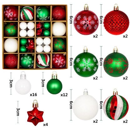 Christmas Ball Ornament Set – Large Xmas Tree Hanging Pendants with Snowflake Design for Home Decor & 2025 New Year Party Gifts