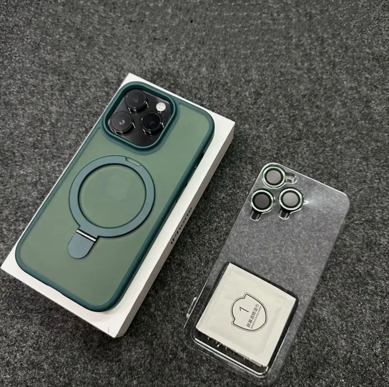 MagSafe Magnetic Metal Ring Case - Matte Protective iPhone 12-17 Pro Max Cover with Lens Protector and Stand Grip Design