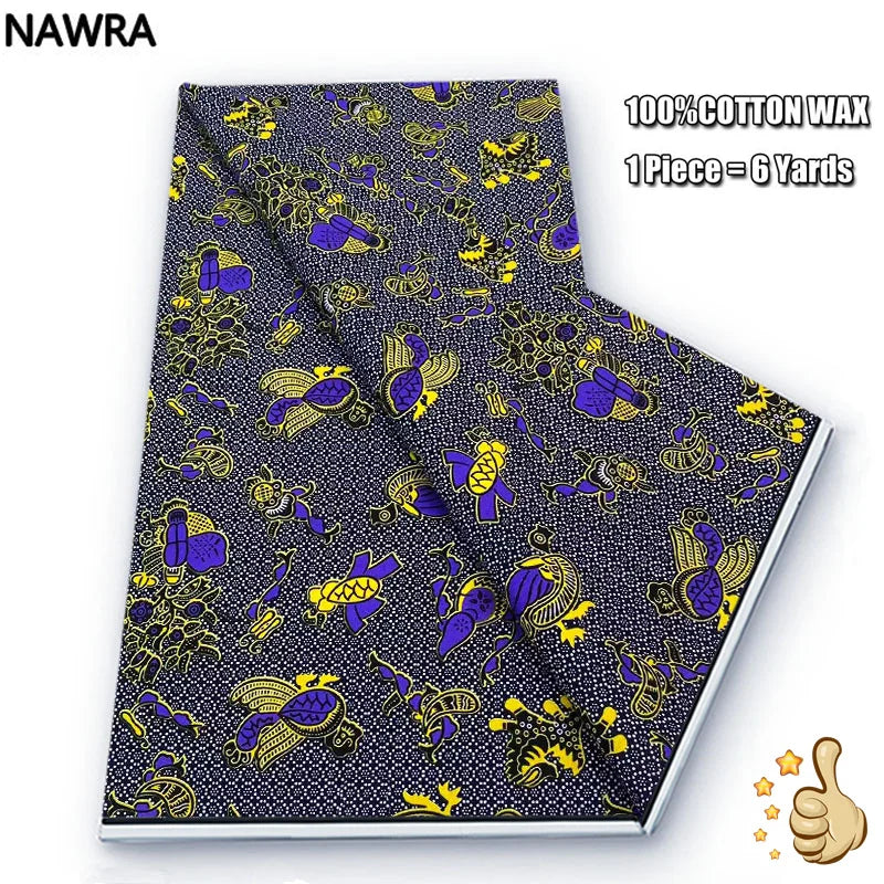 Original 100% Cotton African Wax Print Fabric - Soft Ankara Batik DIY Pagne