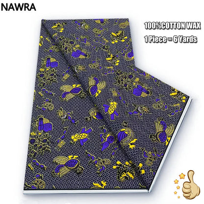 2026 African Real Wax Print Fabric - 100% Cotton Nigerian Ghana Style Pagne for Women