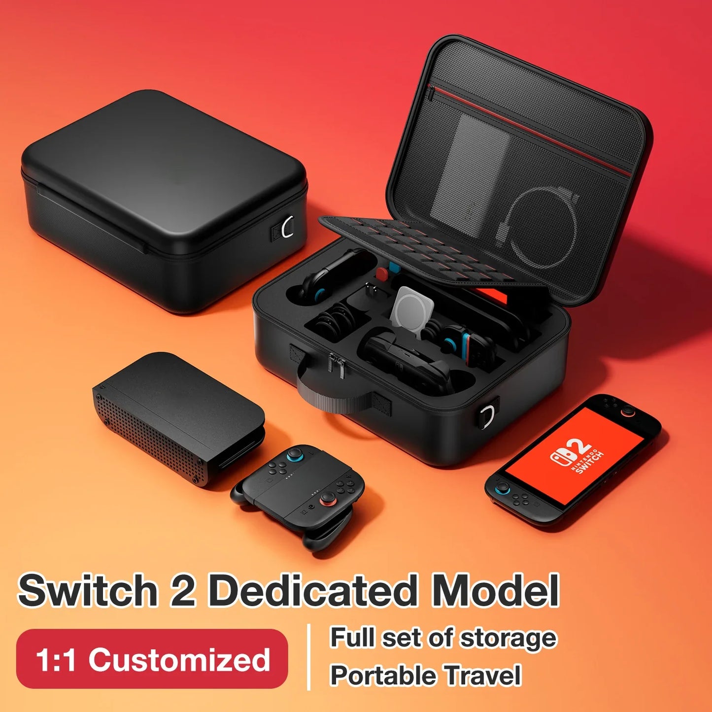 Large Carrying Case for Switch 2 - Waterproof Travel Storage Bag for Console & Accessories