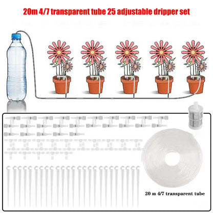Garden Drip Irrigation Kit — Water-Saving Micro Dripper System with Regulating Valve and 4/7mm Hose for Potted Plants and Greenhouse