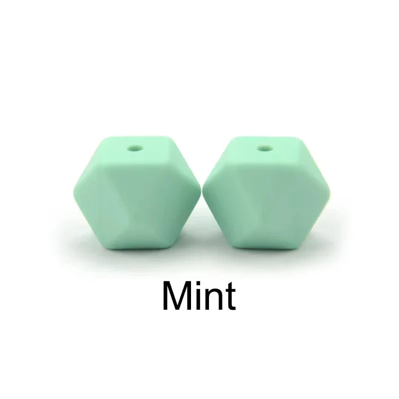 LOFCA 10PCS Hexagon Silicone Beads (14mm/17mm) – DIY Jewelry Making & Pacifier Chain Accessories Bulk Set