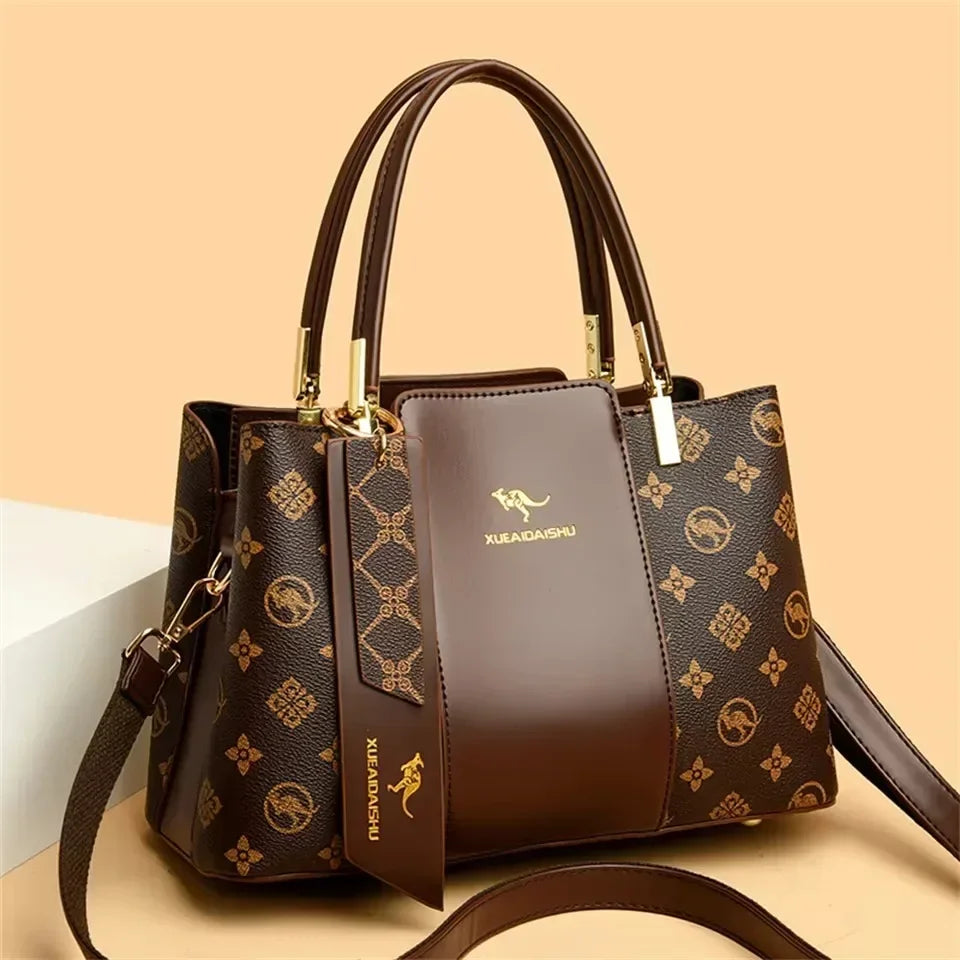 Luxury Fashion Print Women’s Handbag – Large Capacity Soft Leather Shoulder & Crossbody Designer Purse