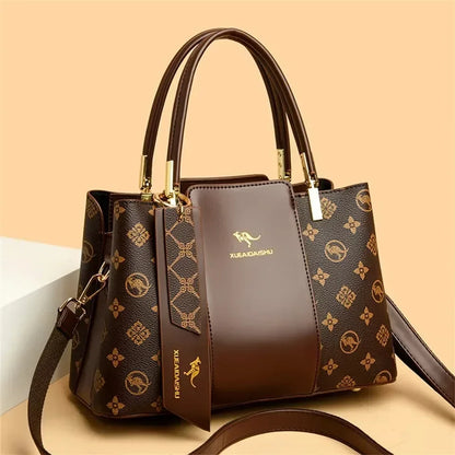 Luxury Fashion Print Women’s Handbag – Large Capacity Soft Leather Shoulder & Crossbody Designer Purse