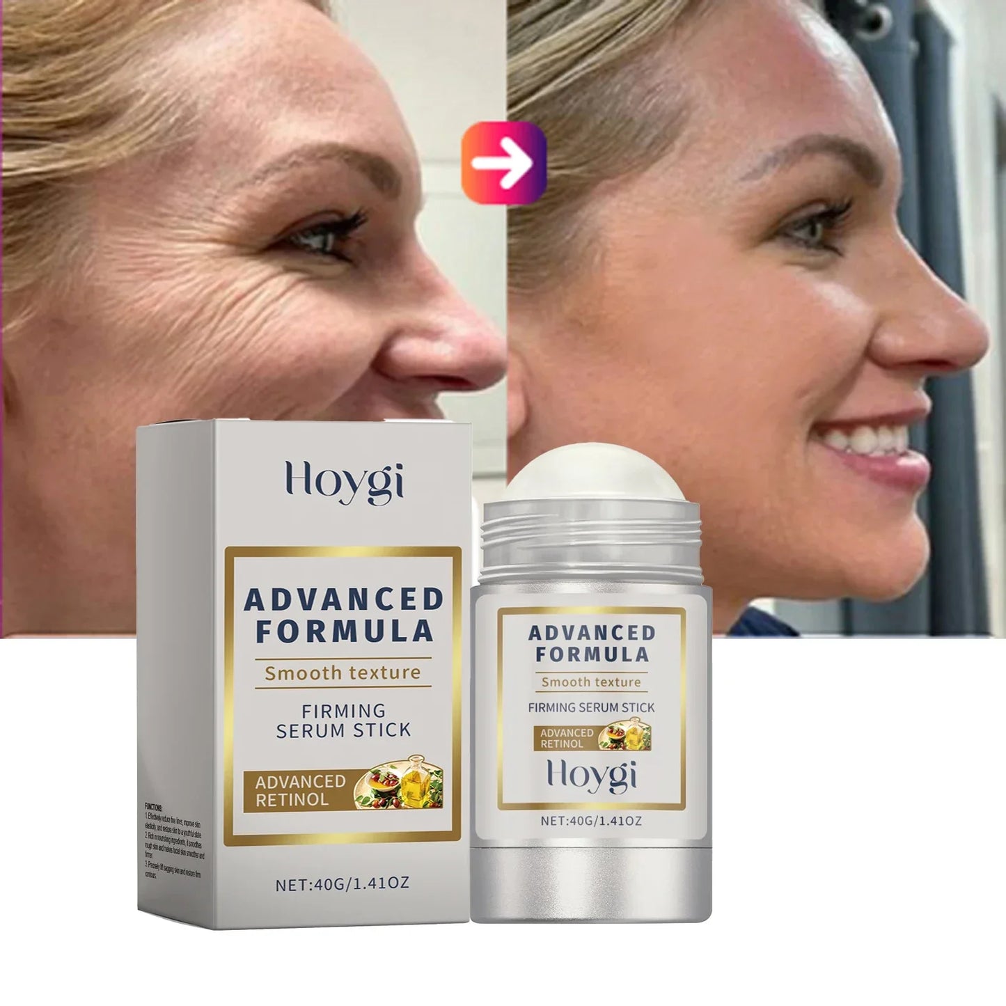 Retinol Hyaluronic Acid Stick - Anti Aging Moisturizing Balm for Wrinkle Care, Skin Firming, Pore Tightening & Plumping