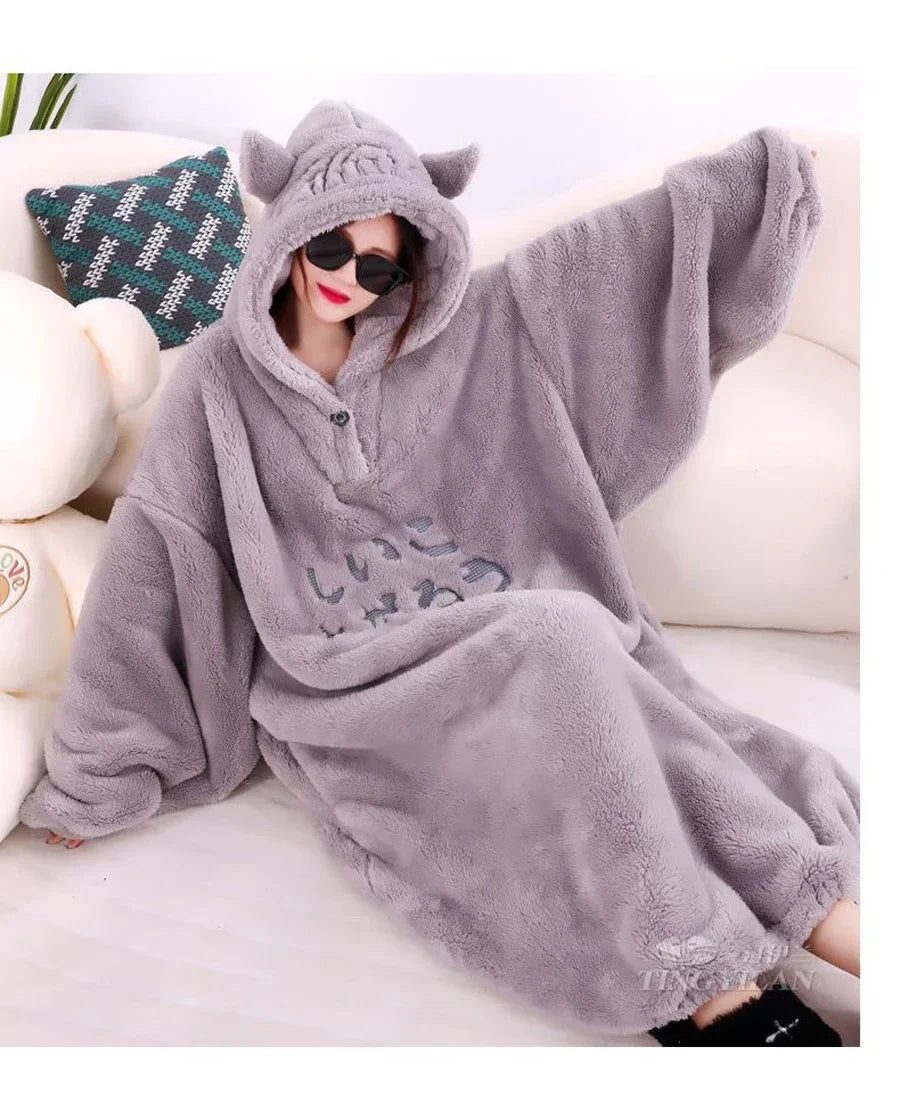 WASART Winter Hooded Fleece Blanket – Ultra Plush Oversized Sweater Blanket with Sleeves, Warm Flannel for Outdoor Use