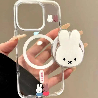 Kawaii Miffy Rabbit Magnetic Phone Stand - Portable Telescopic Airbag Holder for Mobile Phones & Gifts