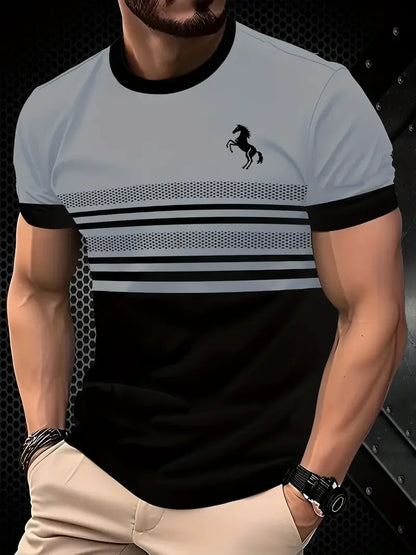 Men’s 3D Printed Sports T-Shirt - Breathable Round Neck Polyester Casual Summer Tee Top