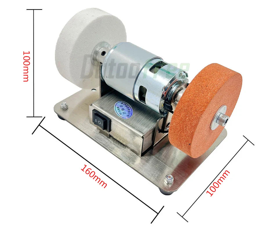 100W Double Table Grinder Machine — Electric Grinding Wheel for Coarse & Fine Polishing with Motorized Stone