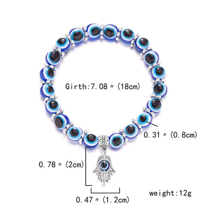 Classic Turkish Evil Eye Bracelets: Handmade Blue Eye Palm Butterfly Pendant Bangles for Men & Women - Lucky Charm Jewelry