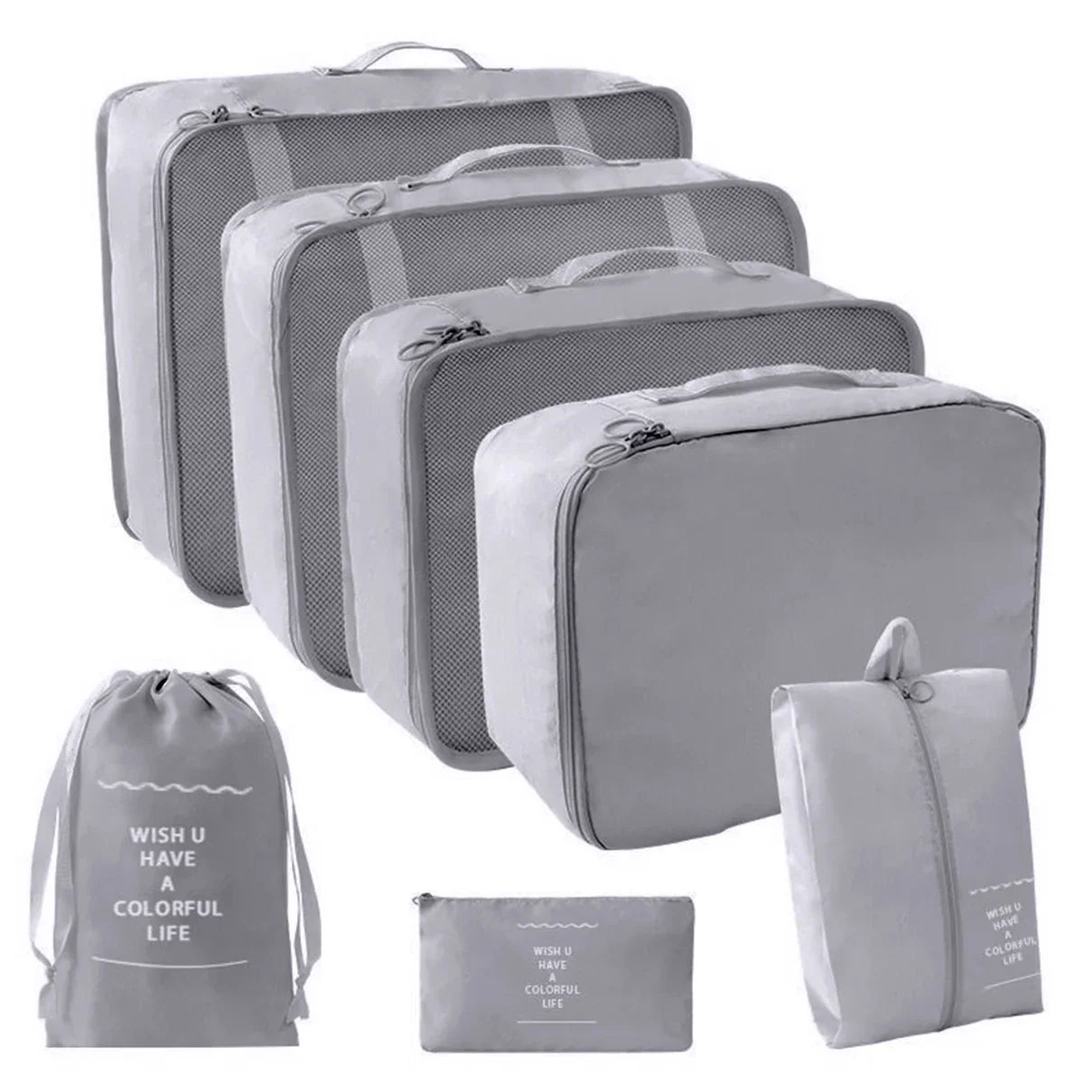 7-Pcs Travel Organizer Packing Cubes Set – Portable Luggage Storage Bags for Clothes, Shoes & Accessories