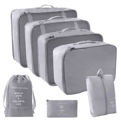 7-Pcs Travel Organizer Packing Cubes Set – Portable Luggage Storage Bags for Clothes, Shoes & Accessories