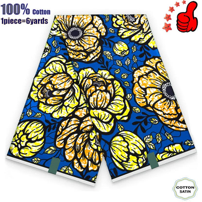 African Real Wax Fabric - High Quality 100% Cotton Ankara Pagne for Women’s Dresses