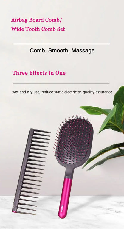 Dyson Airbag Hairbrush Styling Kit – Comb Set with Wide Tooth, Cylinder Comb & Massage Airbag for Curly Hair