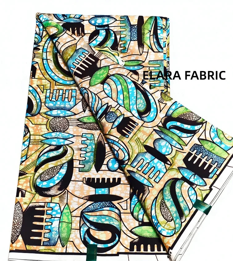 African Golden Glitter Wax Fabric - Soft Cotton Ankara Batik Print Material for Uniforms