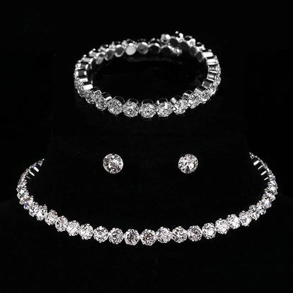 Women's Minimalist Jewelry Set - 4-Piece Necklace, Earrings & Bracelet Party Accessory Collection