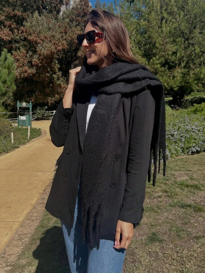 2025 Women’s Winter Scarf – Thick Warm Pashmina Shawl Wrap, Solid Color Cashmere Tassel Hijab Stole