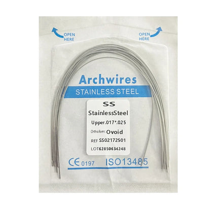 10PCS Dental Orthodontic Arch Wire Set - Stainless Steel Round & Rectangular Dentist Ovoid Form Material
