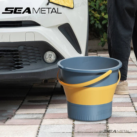 SEAMETAL Foldable Car Wash Bucket - 5L/10L Portable Thickened Plastic Water Bucket for Camping, Fishing & Outdoor Use
